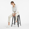 Buy Bistrot Metalix style stool - 61cm - Metal and dark wood Black 59695 at MyFaktory